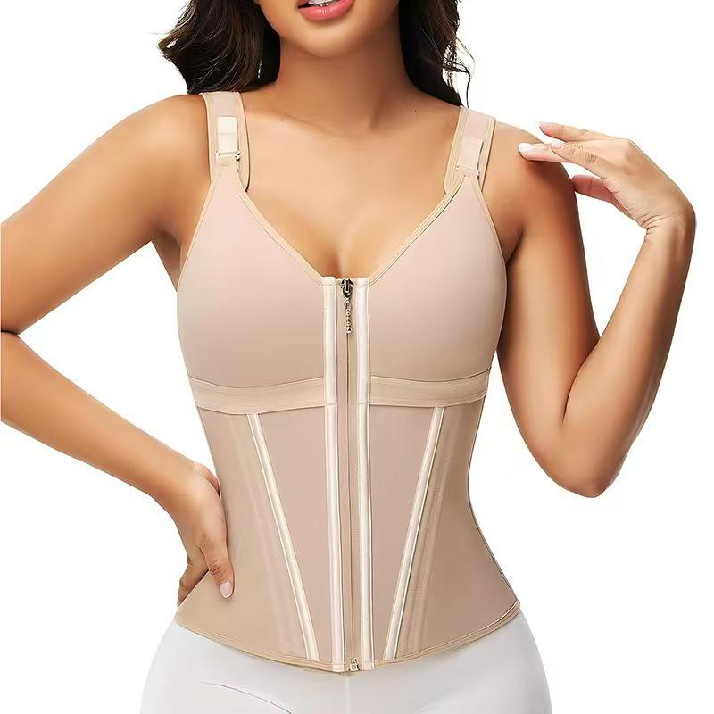 Body Sculpting Slimming Tummy Control Sports Zipper Shapewear for Women - Enhanced Three-Row Buckle Vest