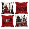 1/4Pcs Christmas Pillow Cover, Red Snowflake Letter Printed Cushion Cover, Christmas Decorative Pillowcase (Without Pillow Core)