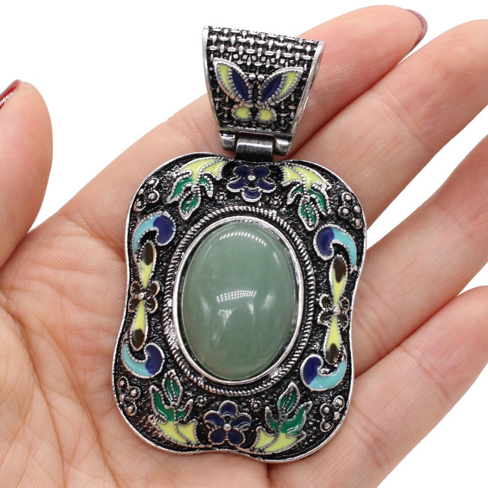 1Pc, Energy Natural Stone Pendant, Bohemian Crystal Lapis Lazuli Agate Opal Blue Turquoise Gemstone Charms for Jewelry Making DIY Necklace Accessories