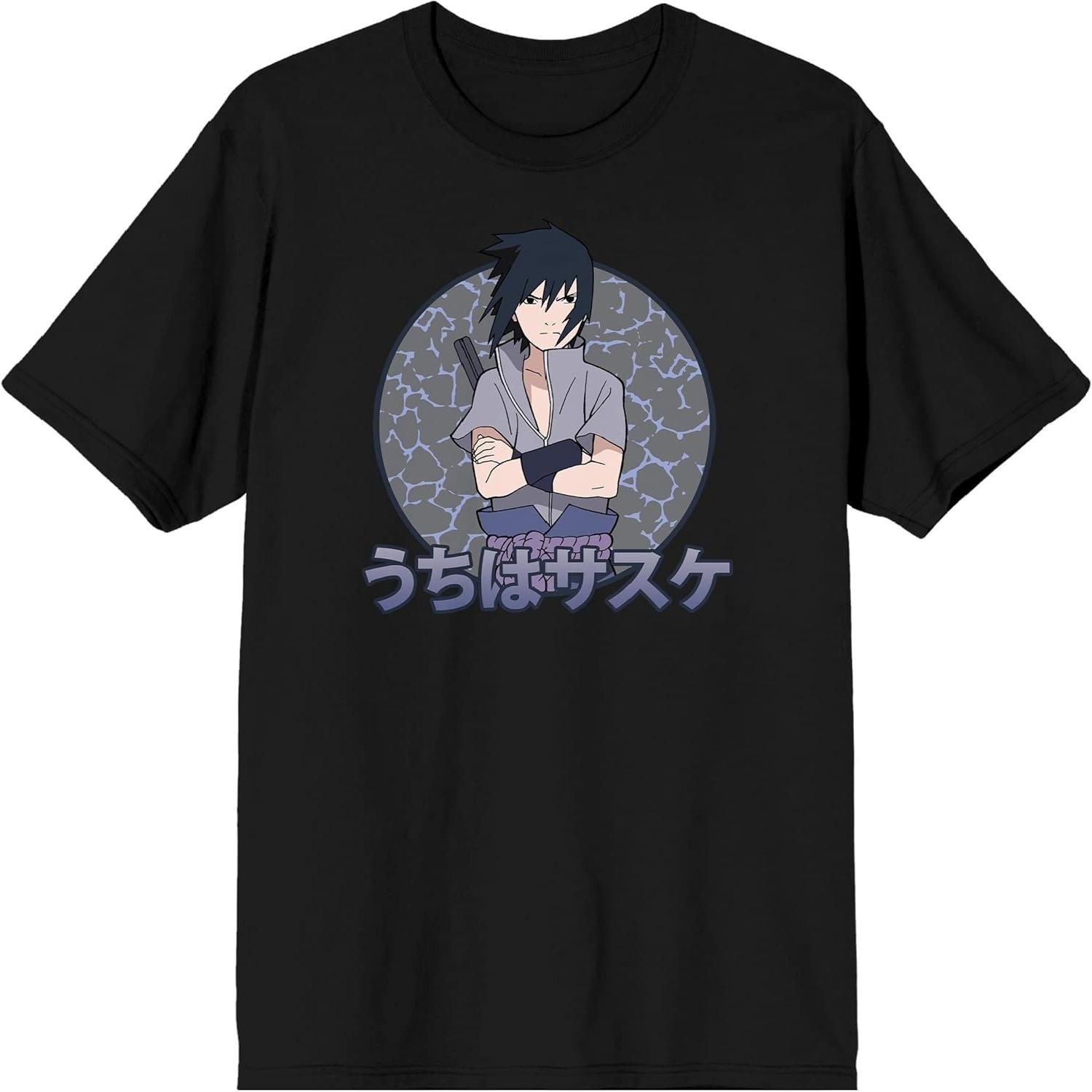 Мужская черная футболка Саске Учиха из Наруто: Ураганные Хроники S