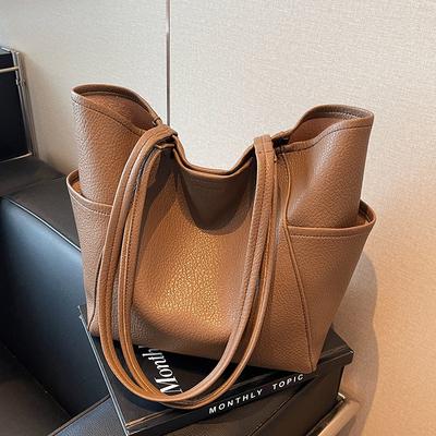 Large-capacity Commuter Tote Bag Women's 2025 New Casual Soft-sided Bucket Bag Student Class Shoulder Bag