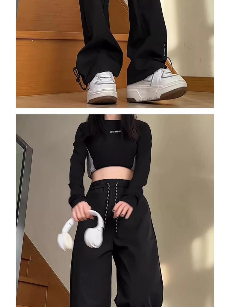 Women's Wide-Leg Cargo Pants: American Vibe, Windproof & Waterproof, Perfect for Spring & Autumn Mountaineering and Casual Workwear.