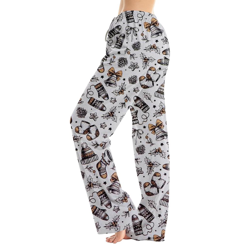 Women's Christmas Print Loose Fit Pajama Pants for Sleep and Home Relaxation