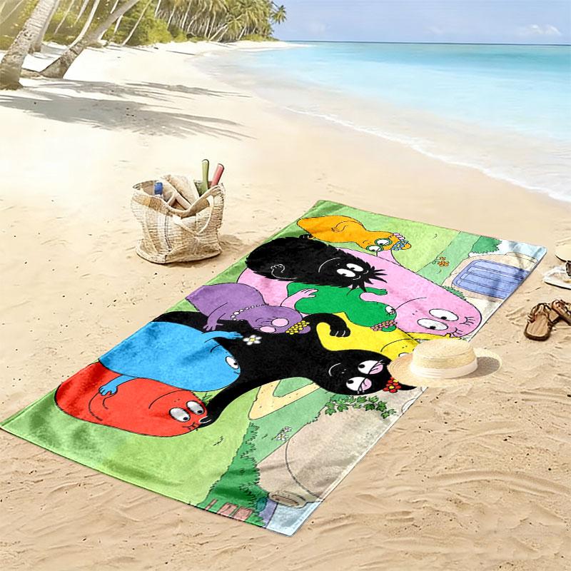 Barbapapa Print Beach Towel, Large Soft Quick Dry Towel for Beach Camping Swimming