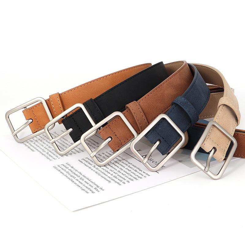 Simple Versatile Square Buckle Pu Leather Belt Fashion For Students