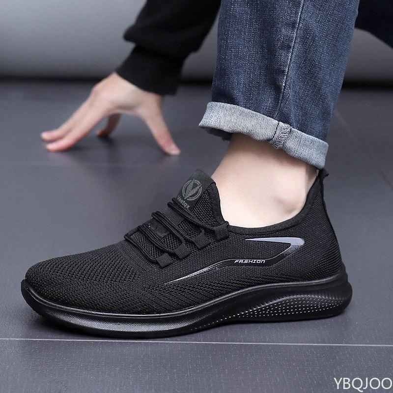 Lightweight Fashionable Trendy Running Men Shoes Men's Trendy Shoes Flat Bottom Mesh Non Slip Lace Up Casual Shoes