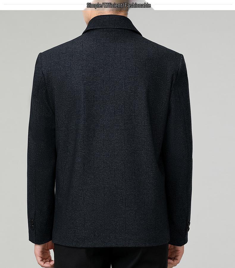 Men's Business Casual Autumn Wool Jacket - Non-Iron, Lapel Coat for Middle-Aged Dads