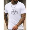 European Size Men's Muscular Rabbit Graphic Summer Casual Crew Neck Short Sleeve T-Shirt