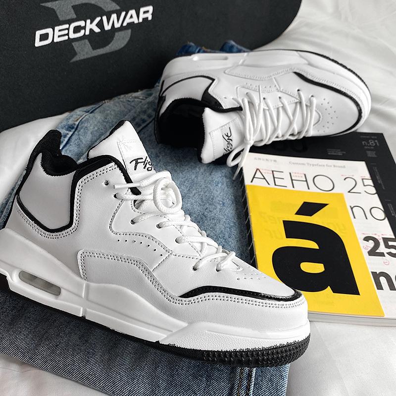 Scarpe da Ginnastica Retro Basketball Invernali Bianco e Nero per Uomini e Donne Coppie Scarpe da Corsa Ammortizzate con Suola Morbida