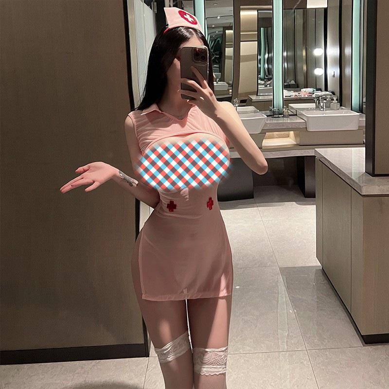 Sensual See-Through Teasing Nurse Costume Set for Women