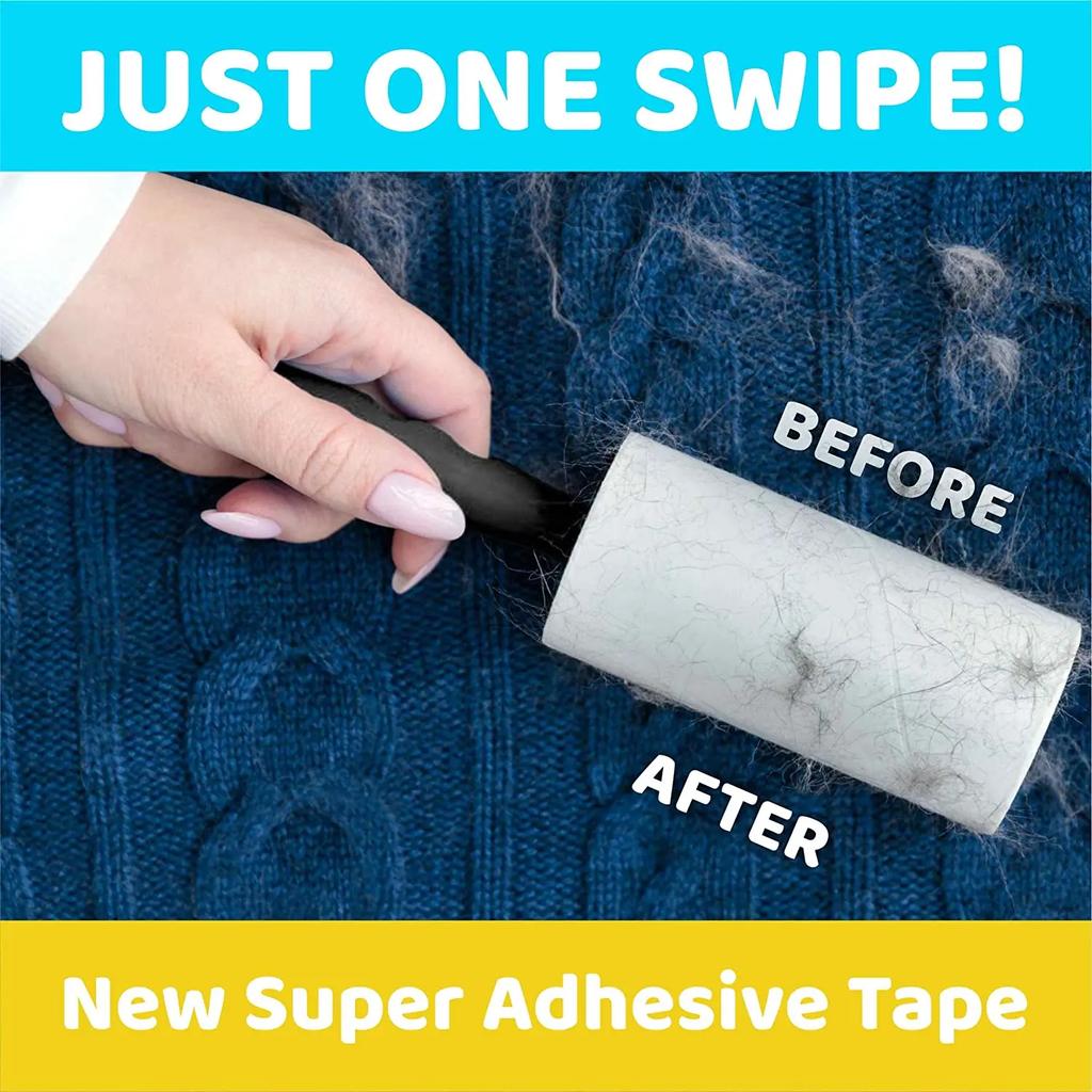 Extra-Klebrige Fusselrolle zur Tierhaarentfernung 60 Blatt/Rolle, Ideal für Hunde- & Katzenbesitzer, Perfekt zur Reinigung von Kleidung & Möbeln