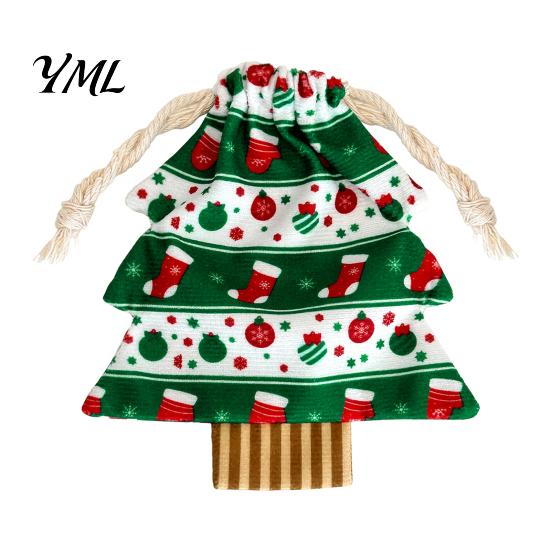 Large Small Storage Christmas Tree Shaped Gift Bags with Drawstring, Reusable Holiday Fabric Bags, Winter Goodie Pouches for Present Wrapping,