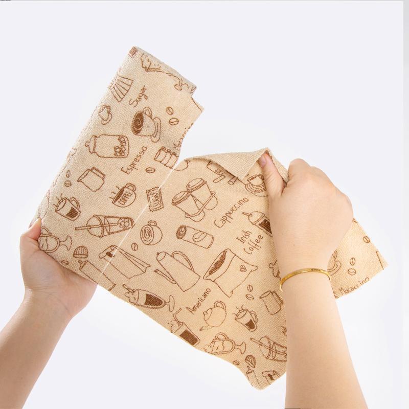 Tearable Microfiber Cleaning Cloth Roll Reusable With Cute Prints For Kitchen Wiping Home Use