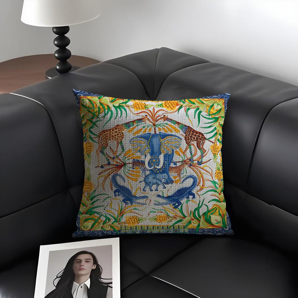 Animals Classical Cushion Cover Natural Linen Organic Fabric DoubleSided Printing Sofa Home Decor Gift Pillow Case