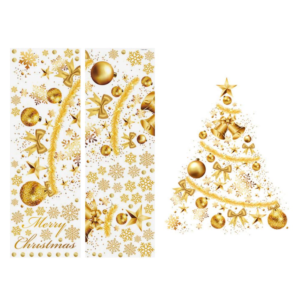 Květiny na okno Vánoční samolepky Okno Zlatý vánoční strom Sněhová vločka Skleněné samolepky Vánoční Nové samolepky na okno Dekorace