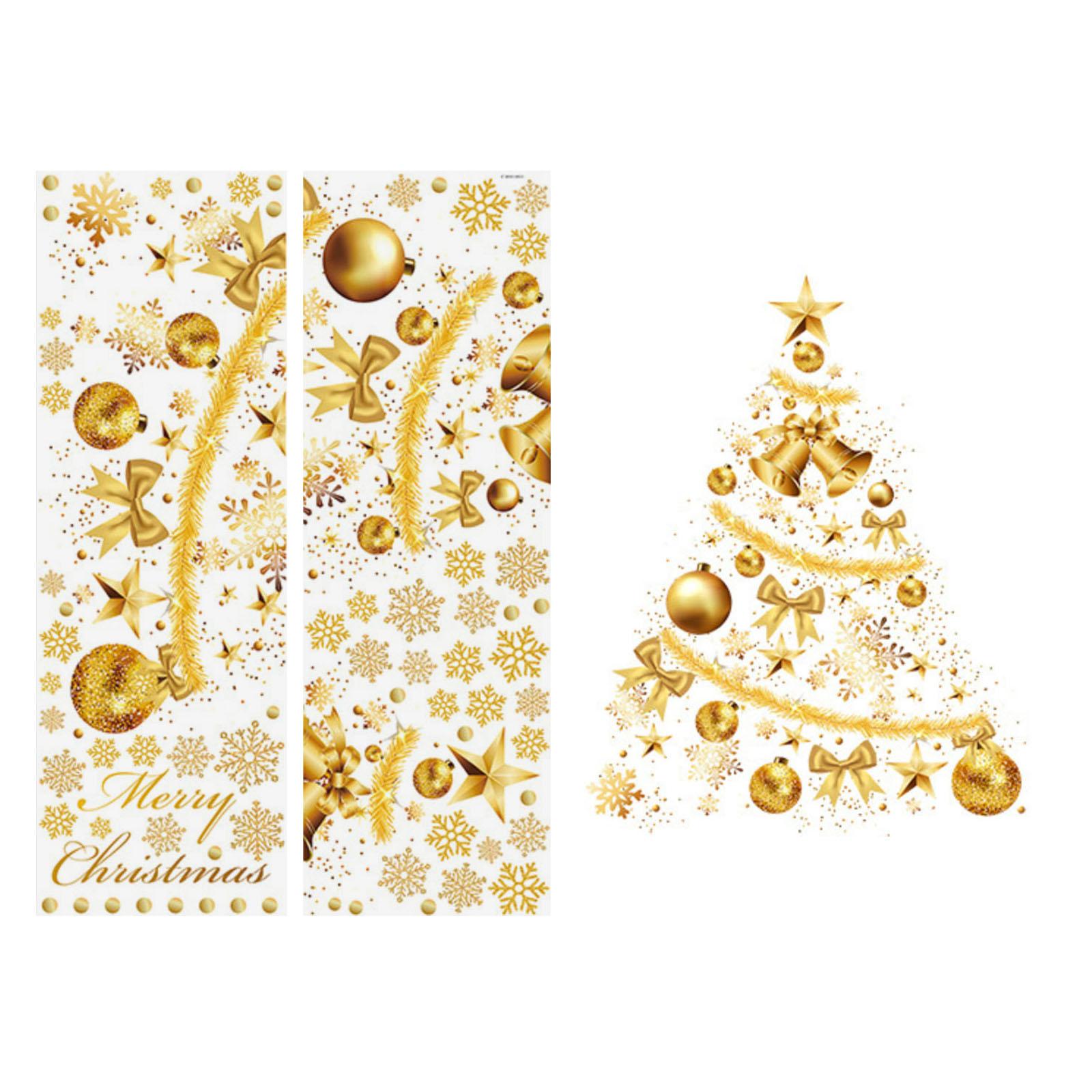 

Цветы на окна Рождественские наклейки Окно Золотая Рождественская елка Снежинка Стеклянные наклейки Рождественские Новые наклейки на окна Украшение One Size