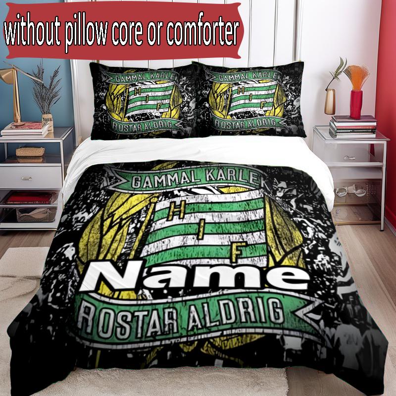 3pcs Duvet Cover Set (1*Duvet Cover + 2*Pillowcase, Without Core), Custom Name Hammarby IF Pattern Bedding Set, Home Bedroom Decor Gift