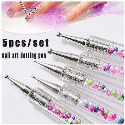 Instrument Manichiură Pensulă cu Două Capete pentru Puncte 5 Buc/set