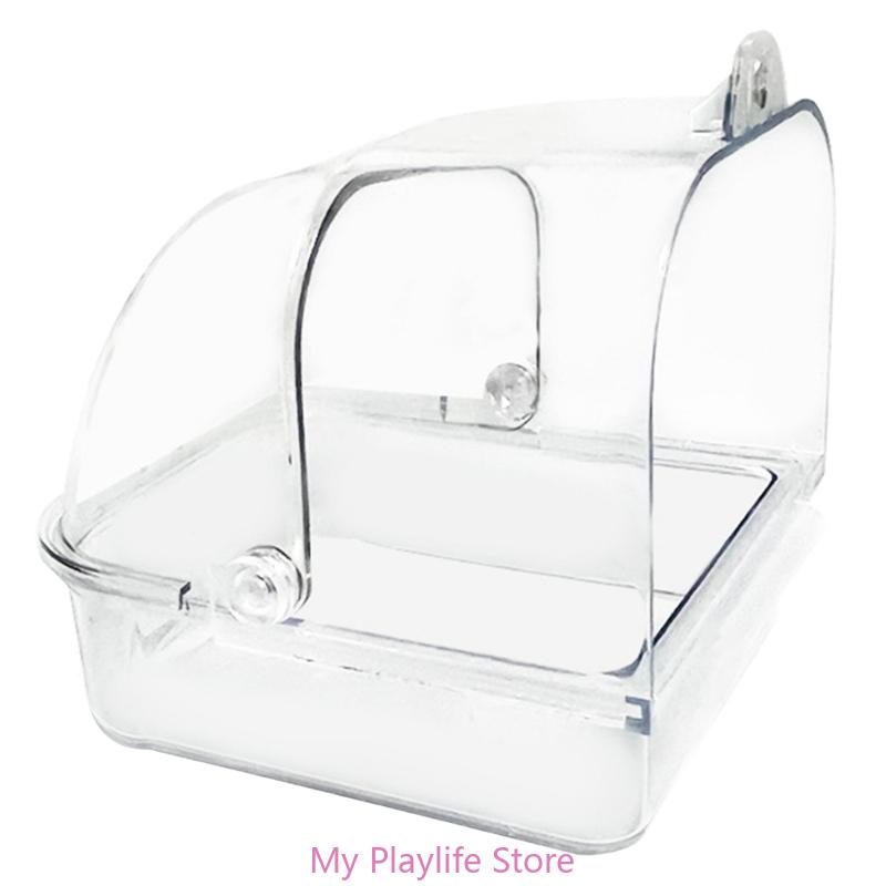 Hanging Bird Bath Tub for Parakeets Bird Cage Bathing Basin Clear Shower Room for Small Birds Birdcage Decoration