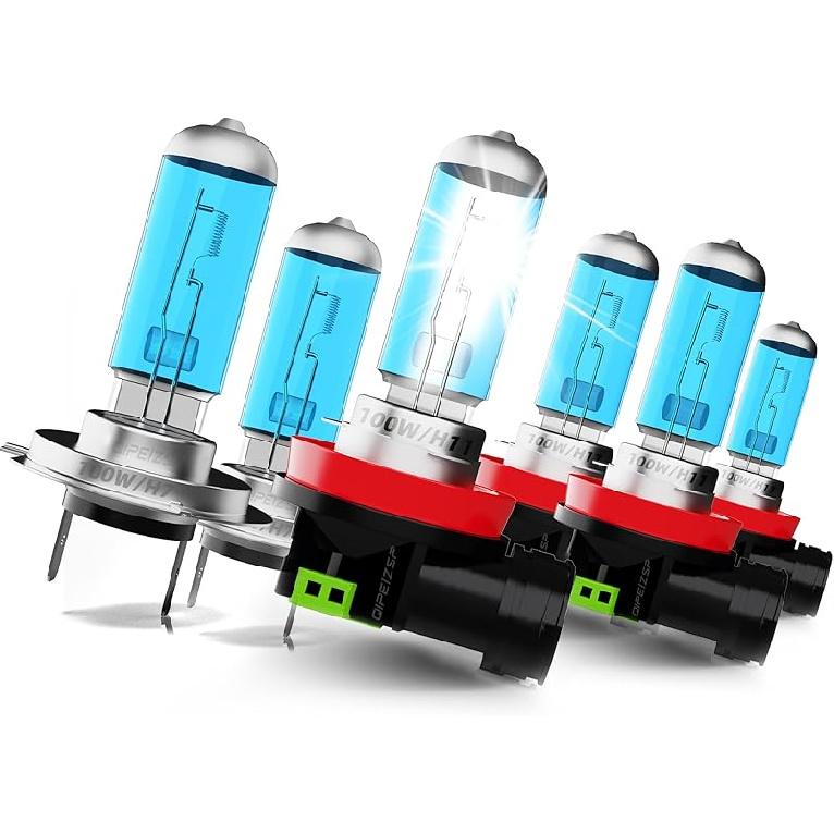 Headlight Bulbs Compatible with Ford Fusion 2006 2007 2008 2009 2011 2012 2013 2014 2015 2016 2017 2018 Halogen Lights,H7 High Beam + H11/H8/H9 Low