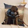 Samurai Ritter Capybara Kissenbezug Seidiger Kurzer Plüsch Versteckter Reißverschluss Staubdicht Sofakissenbezug Für Heimdekoration