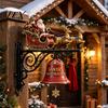Christmas Doorbell Decoration Bell Wall Hanging Decoration, Santa Sleigh Reindeer Ornament, Large Decorative Unique Winter Home Decorations for Porch
