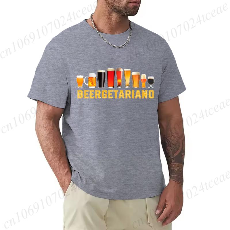 Men's Summer T-Shirts Loose Size Beer Cervezas Regalo Cerveza Humor Alcohol Print Tee Casual Round Neck Short Sleeve T-shirt Top