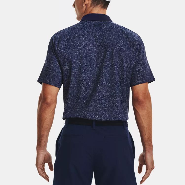Under Armour Solid Color Casual Short Sleeve Polo Shirt Men Tops Midnight-Navy 1377294-410