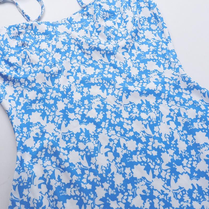 Fall Fashion Style Elegant Slim Halter Strap Floral Print Dress