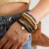 6-Piece New Wooden Bead Beaded Soft Pottery Flower Men's and Women's Bracelets Are Suitable for Daily Wear by Men and Women