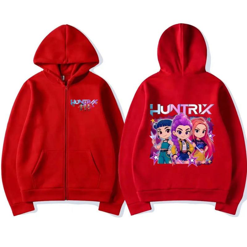 Herbst Winter KPop Dämonenjäger Reißverschluss Hoodies Modische Lässige Warme Sport Langarm Damen Kapuzen-Sweatshirts