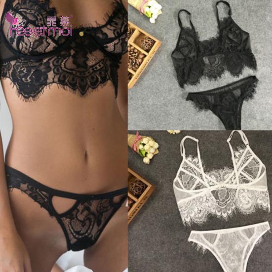 

G-string + Кружева Полые пижамы Нижнее белье Кружева эротическое белье Бюстгальтер Комплект пижамы