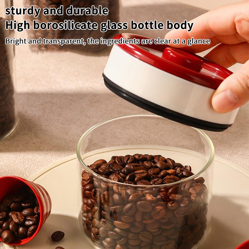 Coffee Beans Vacuum Sealed Tank Transparent Glass Food Storage Jars Household Moisture-Proof Air Extraction Airtight Container