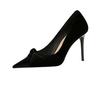 2024 European and American Fashion Banquet High Heels Thin Heels Comfortable Shallow Mouth Pointed Suede Bow Single Shoes