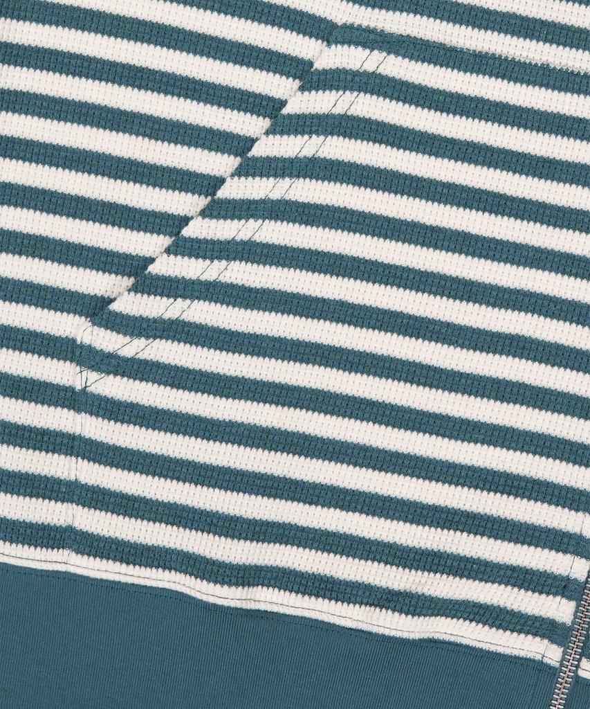 Sunlovetour [Home Alone] Striped Waffle Zip Up Hoodie Blue