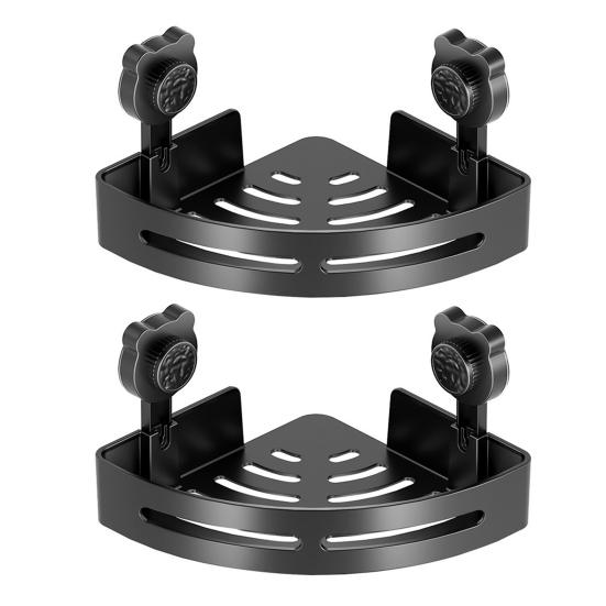 Triangel Sugpropp Hörnhylla Hörnduschkorg Utan Borrning Badrumsförvaringshylla med Dräneringshål för Toalettartiklar och Köksburkar