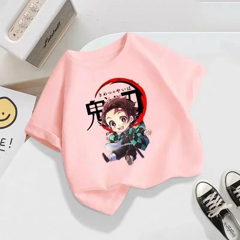 Kids Demon Slayer Anime Cartoon TShirt 2025 Children Blade of Ghost Summer Fashion Funny Clothes for Baby Girls  Boys