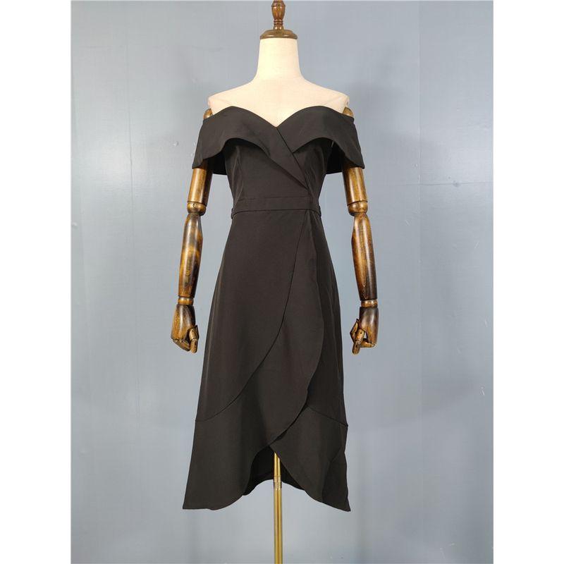 Foreign Trade Order Sexy Temperament off-Neck Gyaru Frill Slim fit Slimming Tall Elegant New Banquet Dress