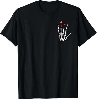 Valentines Day Skeleton Hand Love Pocket ASL  Kids T-Shirt