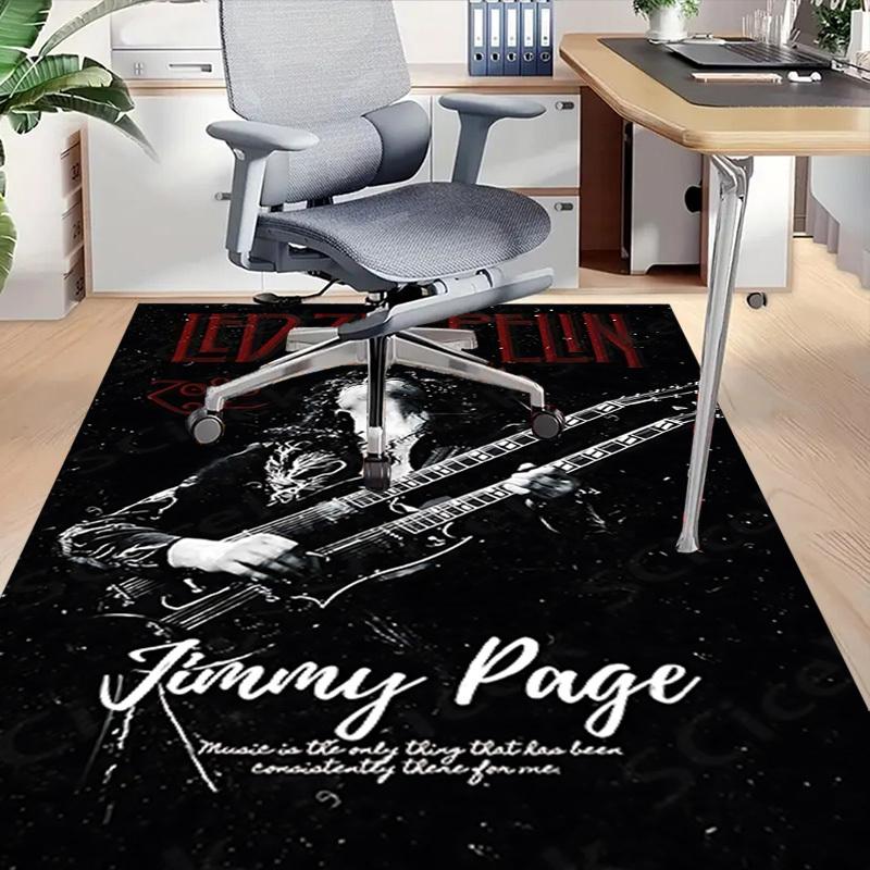 1pc Led Zeppelin Jimmy Page Home Office, Durable Polyester Floor Mat with Easy, Office Decor, Urban Style, Nonslip Backing, Highquality Fabric