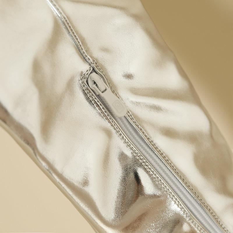 Knestøvel for kvinner med glidelås Gull Sølv Sko Kvinne Høye lårstøvler