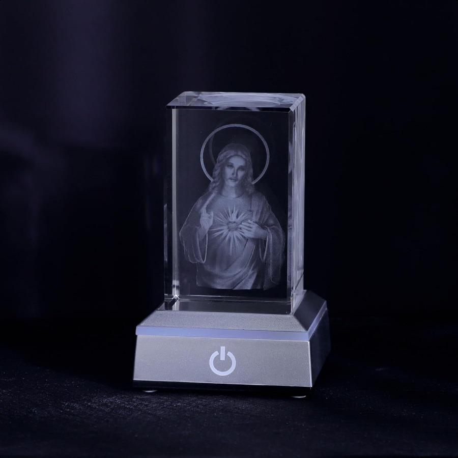 

Кристальная 3D фигурка Иисуса КОМИ, статуэтка со светодиодной подставкой, лазерная гравировка «Священное Сердце Иисуса», религиозные подарки для женщин United States