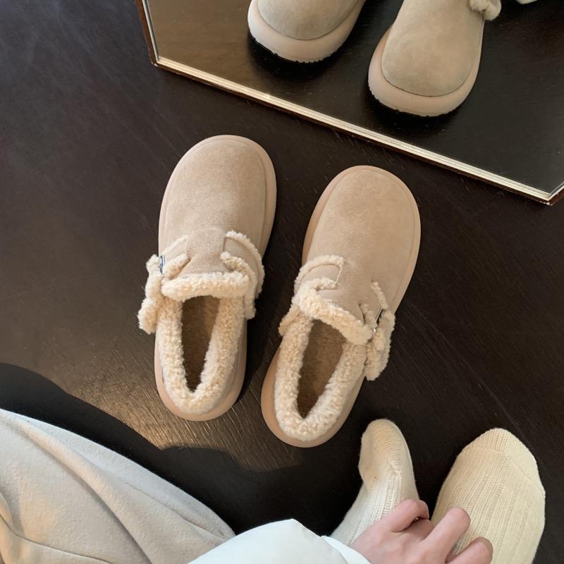 Wool version~ ma warm velvet cotton shoes thick-soled fluffy shoes women's winter outer wear buckle belt