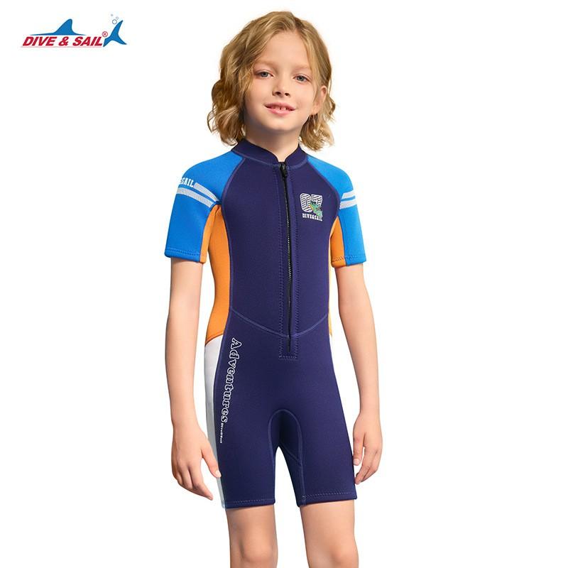 Children s Diving Suit 1.5MM Men s One-piece Short-sleeved Thick Warm Swimsuit Cold-proof M