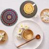 Retro Holz Mandala Untersetzer Set Rund Hitzebeständig Katzen-Thema Tassenunterlage Partyzubehör Getränkeunterlagen für Bar, Büro, Heimdekoration