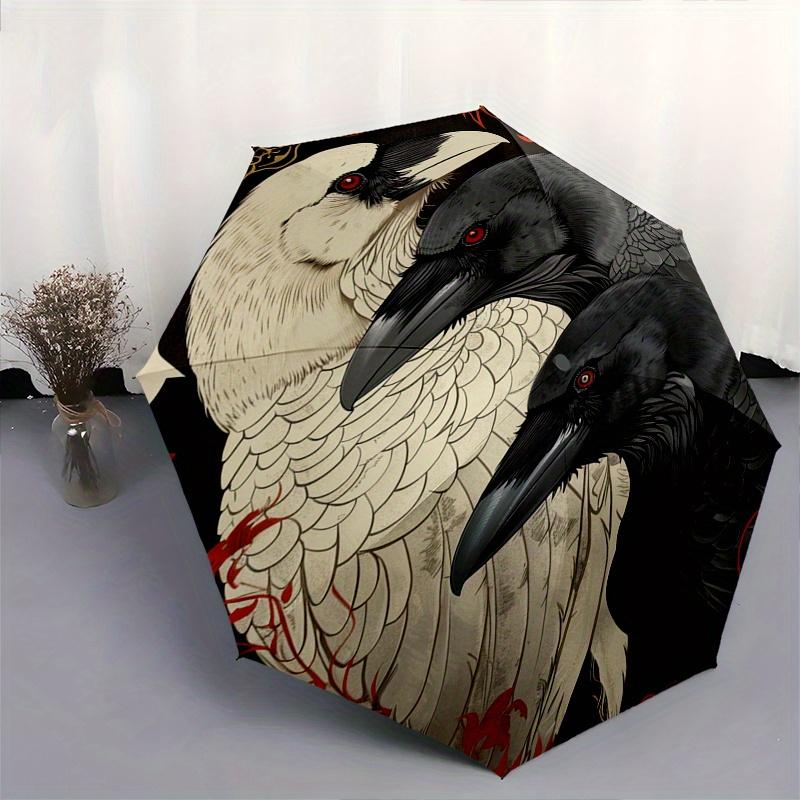 Crows, Gothic Theme Automatic Open/Close Umbrella, Portable 3 Fold Compact Umbrella for Men & Women, Valentine's Day Mother's Day Gift0725060