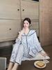 Ice silk jacquard autumn new pajamas women's high-end bow long-sleeved court style girl home clothes Xiaoxiangfeng