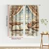 2PCS Digital Print Curtains, Cozy Window Coffee Cup Christmas Pattern, Warm Hygge Style for Xmas Holiday Season Home Decor