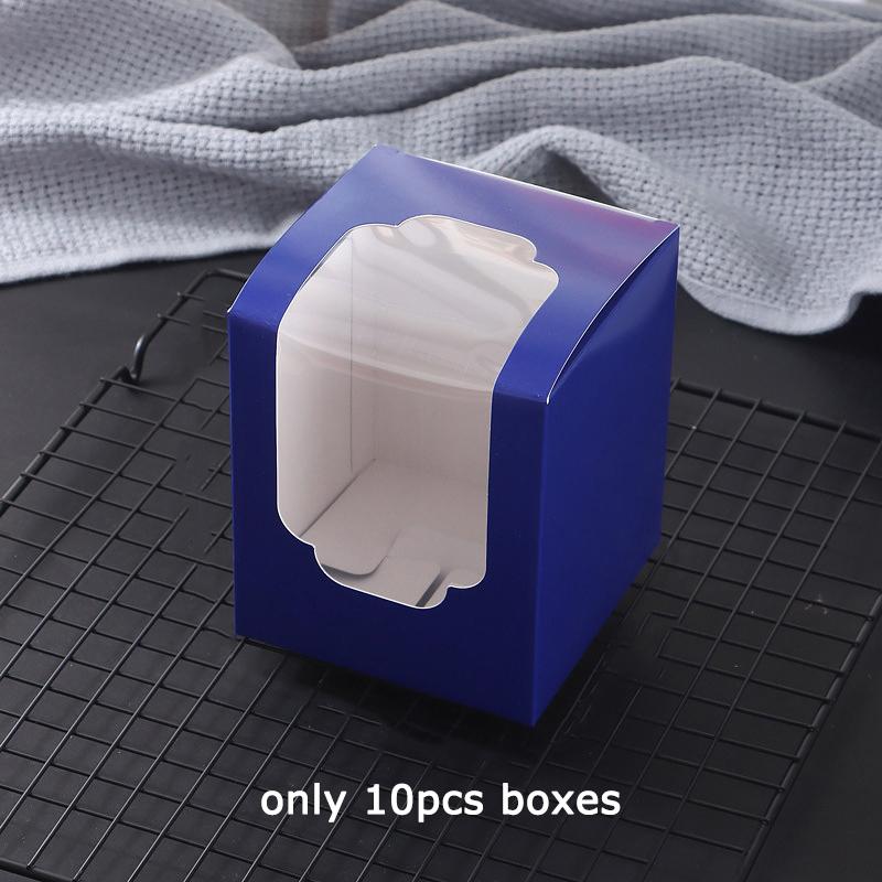 

WTEMPO Прозрачные окошки для стаканчиков, демонстрационные бумажные коробки, креативные самодельные складные коробки с откидной крышкой, подарочные коробки для фестивалей и вечеринок 20pcs синий