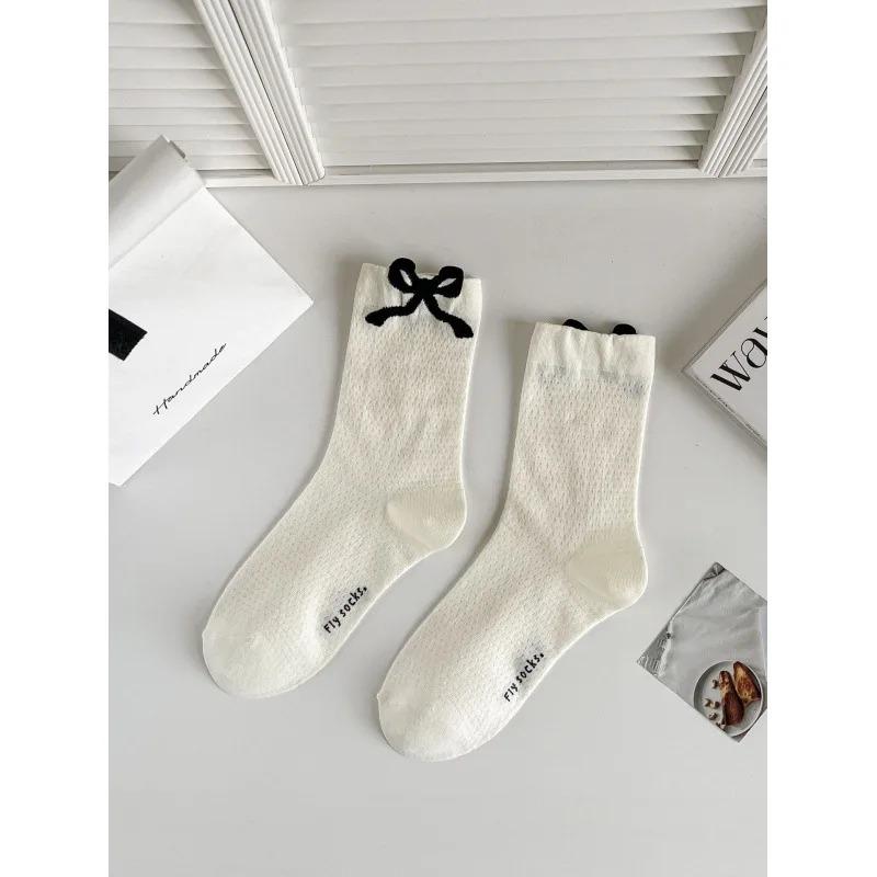 Spring Autumn Sweet Cotton Lolita Ballet Style Ultrathin Breathable Socks for Women Lace Bow Piles of Socks